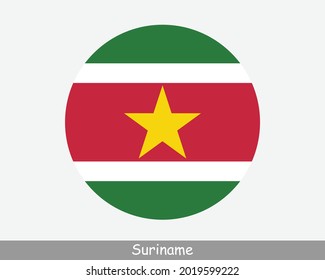 Suriname Round Circle Flag. 	Surinamese Circular Button Banner Icon. EPS Vector