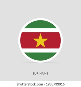 Icono de la bandera Ronda de Surinam con sombra.
