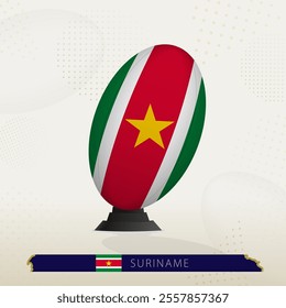 Suriname Rugby Ball on Rugby Kicking Tees with Modern Design. Illustration perfect for sports, national pride, and rugby-related projects.