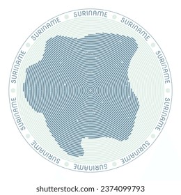 Suriname shape radial arcs. Country round icon. Suriname logo design poster. Awesome vector illustration.