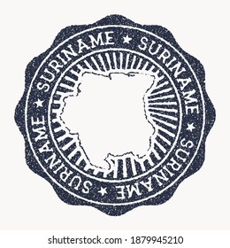 Suriname stamp. Travel rubber stamp with the name and map of country, vector illustration. Can be used as insignia, logotype, label, sticker or badge of the Suriname.