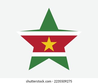 Suriname Star Flag. Surinamese Star Shape Flag. Republic of Suriname Country National Banner Icon Symbol Vector Flat Artwork Graphic Illustration