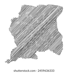 Suriname thread map line vector illustration