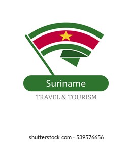 Suriname The Travel Destination logo - Vector travel company logo design - Country Flag Travel and Tourism concept t shirt graphics - vector illustration