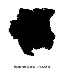 Suriname vector map silhouette illustration isolated on white background. South America country.