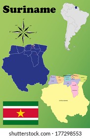Suriname vector set. Isolated