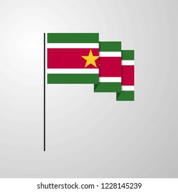 Suriname waving Flag creative background