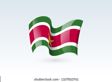 Suriname waving flag vector icon, national symbol. Flag of Suriname, fluttered in the wind - vector illustration isolated on white background.