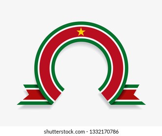 Surinamese flag rounded ribbon abstract background. Vector illustration.