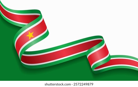 Surinamese flag wavy abstract background. Vector illustration.