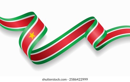 Surinamese flag wavy abstract background. Vector illustration.