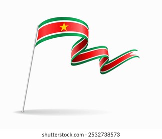 Layout de fundo ondulado da bandeira do Suriname. Ilustração vetorial.