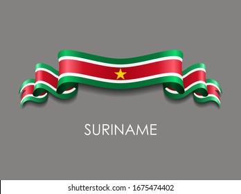 Surinamese flag wavy ribbon background. Vector illustration.