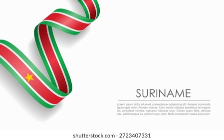 Cinta ondulada de la bandera de Surinam, que simboliza el orgullo nacional, ideal para temas de diseño patriótico o cultural. Ilustración vectorial.