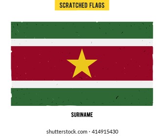 Surinamese grunge flag with little scratches on surface. A hand drawn scratched flag of Suriname with a easy grunge texture. Vector modern flat design.