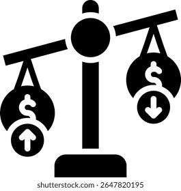 Ilustración vectorial de glifo de icono de saldo de superávit