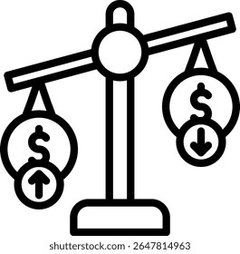 Ilustración vectorial de esquema de icono de saldo de superávit