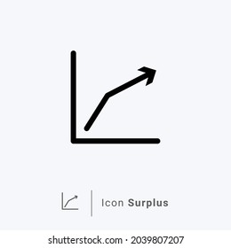 Surplus graphic icon in simple vector form on bluish white background