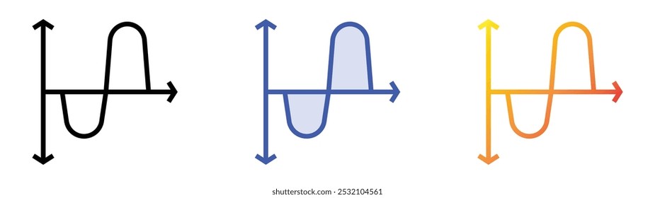 icono de excedente. Lineal, relleno azul y diseño de estilo degradado aislado sobre fondo blanco