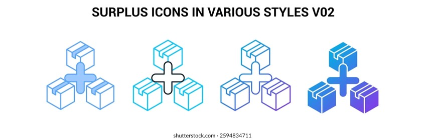 Surplus icon visualized simply Blue, Dualline, Gradient, Fill style.