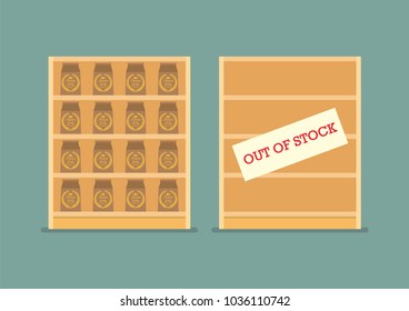 Surplus and Shortage economic concept. Vector Illustration