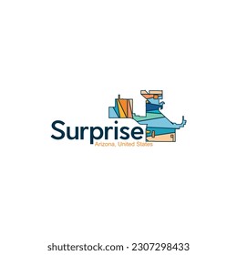 Surprise Arizona City Map Illustration Creative Design