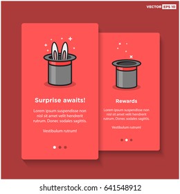 Surprise Awaits Written on UI Card Design With Magic Hat and Bunny Ears