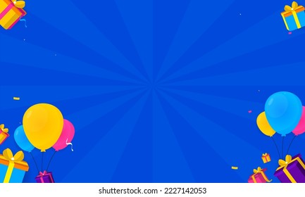surprise background with ballons and gift box