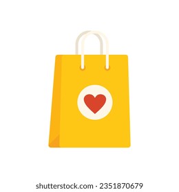 Surprise bag icon flat vector. Gift present. Package face isolated