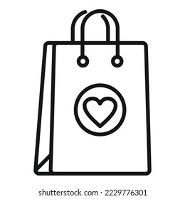 Surprise bag icon outline vector. Gift present. Package face