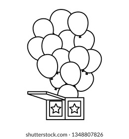 surprise box with balloons helium