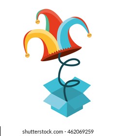 surprise box Fools Day icon vector illustration design