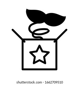 surprise box with a fun moustache on white background vector illustration design