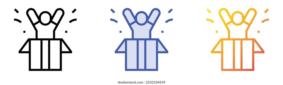 surprise box icon. Linear, Blue Fill and Gradient Style Design Isolated On White Background
