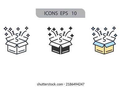 surprise box icons  symbol vector elements for infographic web