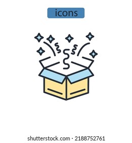 surprise box icons  symbol vector elements for infographic web