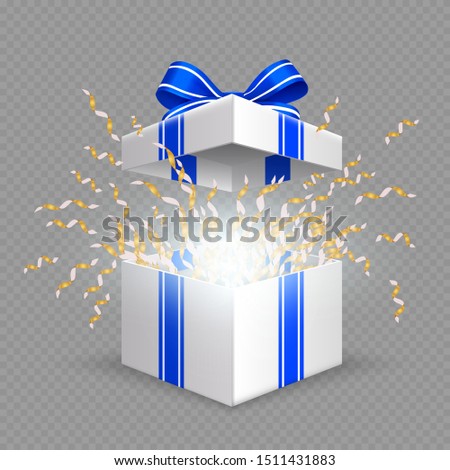 Image, Stock Photo open golden gift box with a bow