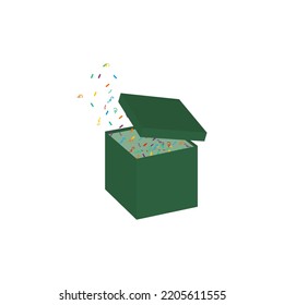 Surprise box. Party decoration. Festive vector element. Birthday concept.