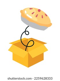 surprise box with pie icon