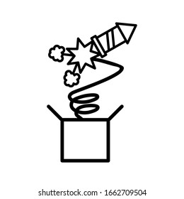 surprise box with a rocket on white background vector illustration design