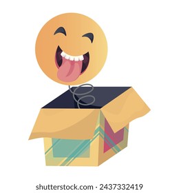 Surprise Box and smile face, Jack in the box toy. 