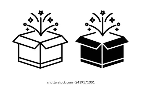 Surprise Box Vector Icon Set. Innovative Open Present Surprise Vector Symbol for UI Design.
