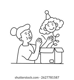 Surprise box vector outline illustrations. EPS 10 file
