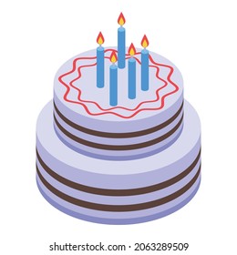 Icono de tarta sorpresa. Isométrico del icono del vector del pastel sorpresa para el diseño web aislado en fondo blanco