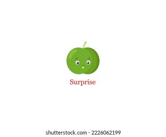 Surprise character emoji green vector apple 