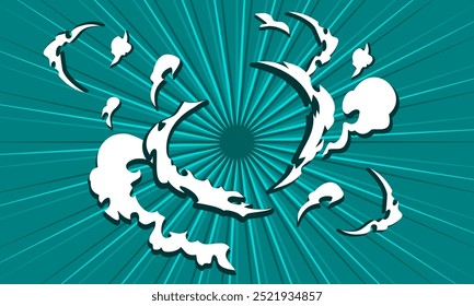 Surprise cloud background. Colorful comic pop art background with cloud illustration.