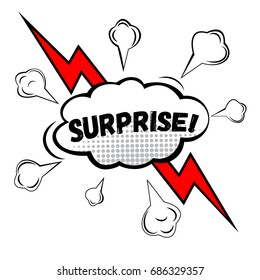 SURPRISE! Comic speech bubble, cartoon. Vector illustration.