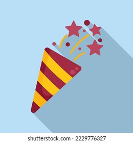 Surprise confetti icon flat vector. Face prize. Open birthday