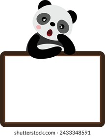 Überraschender niedlicher Panda mit leerem Rahmen
