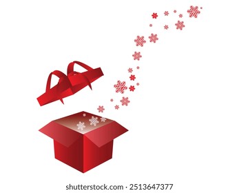 Surprise Delight Open Gift Box with Christmas Flying Snowflakes